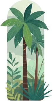 a green jungle with palm trees and a white background.jpg